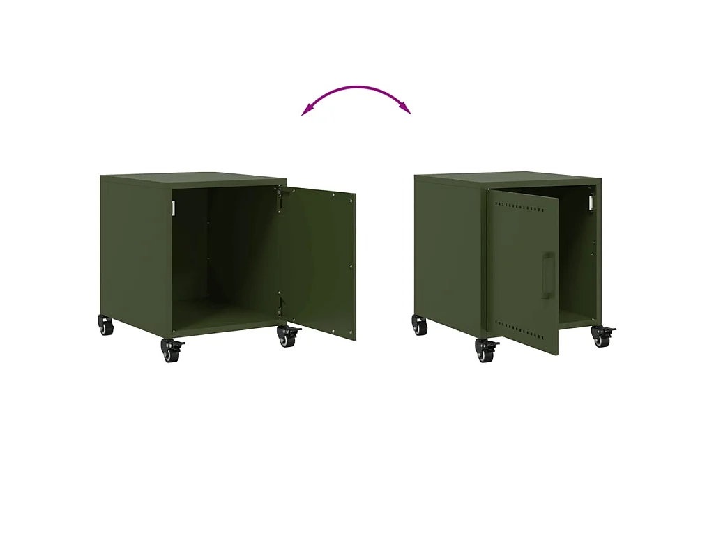 Tables de chevet 2 pcs vert olive 36x39x43,5 cm acier