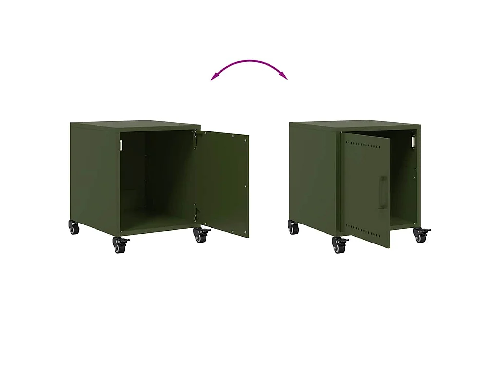 Tables de chevet 2 pcs vert olive 36x39x43,5 cm acier