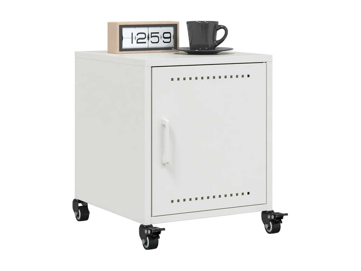 Mesita de noche acero blanco 36x39x43,5 cm