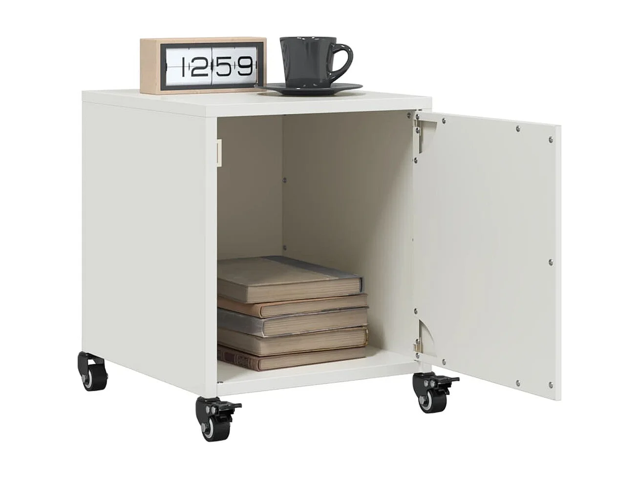 Mesita de noche acero blanco 36x39x43,5 cm