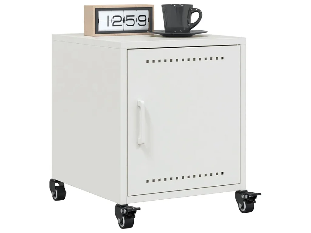 Table de chevet blanc 36x39x43,5 cm acier