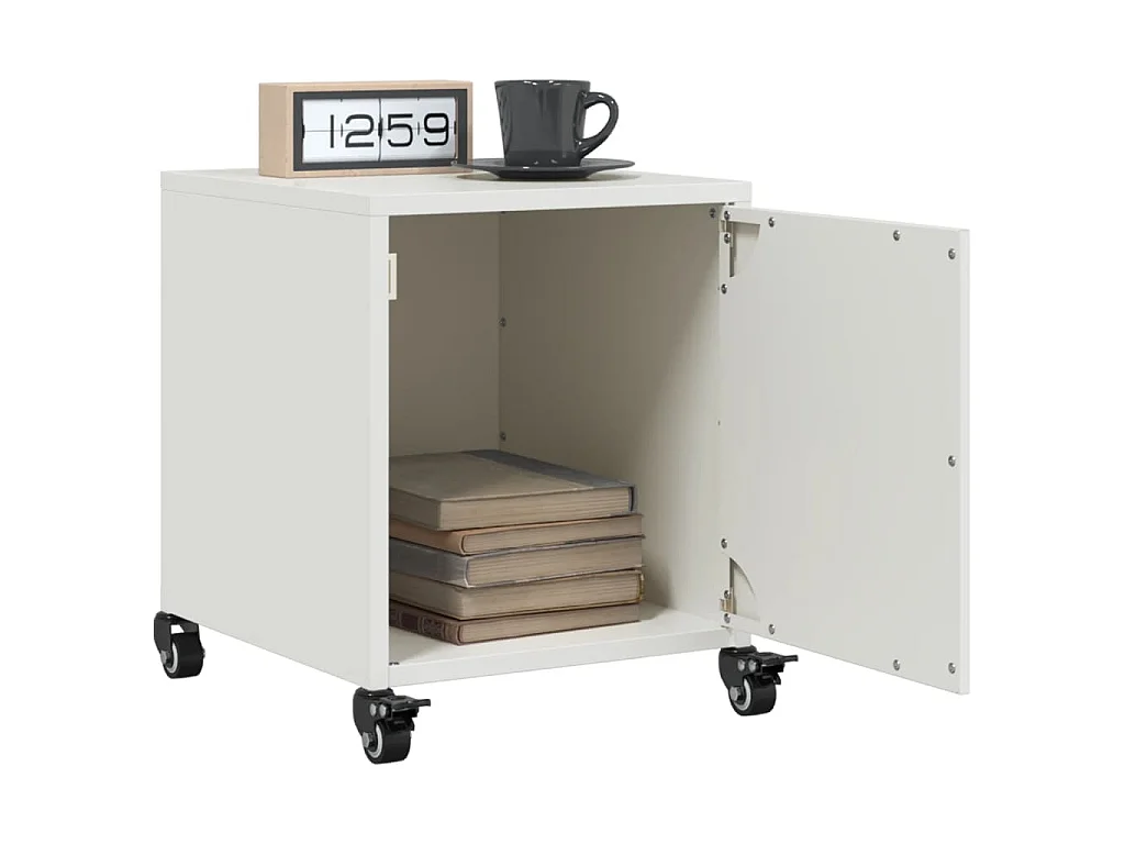 Table de chevet blanc 36x39x43,5 cm acier