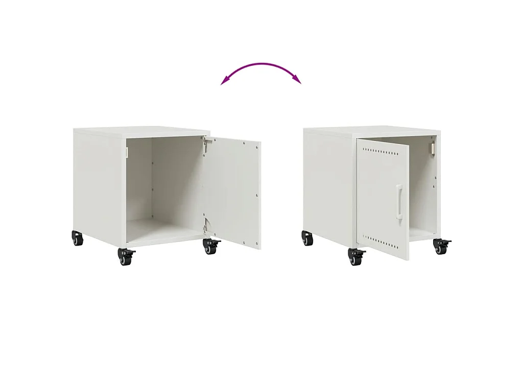 Table de chevet blanc 36x39x43,5 cm acier