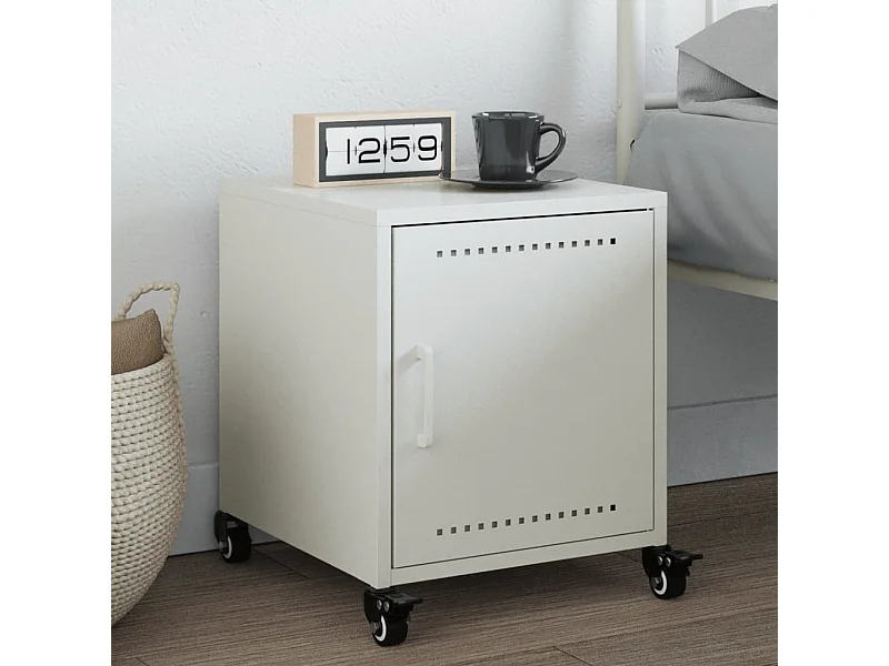 Table de chevet blanc 36x39x43,5 cm acier