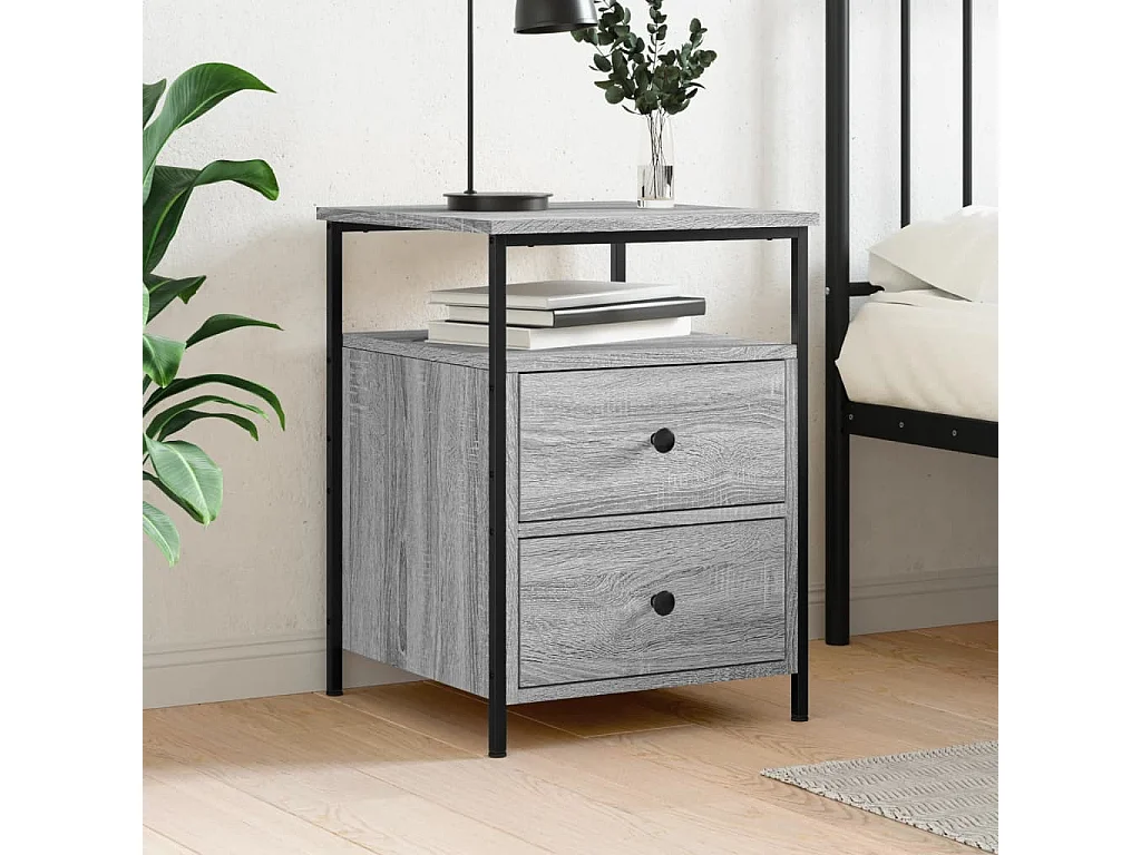 Comodino Grigio Sonoma 44x45x60 cm in Legno Multistrato
