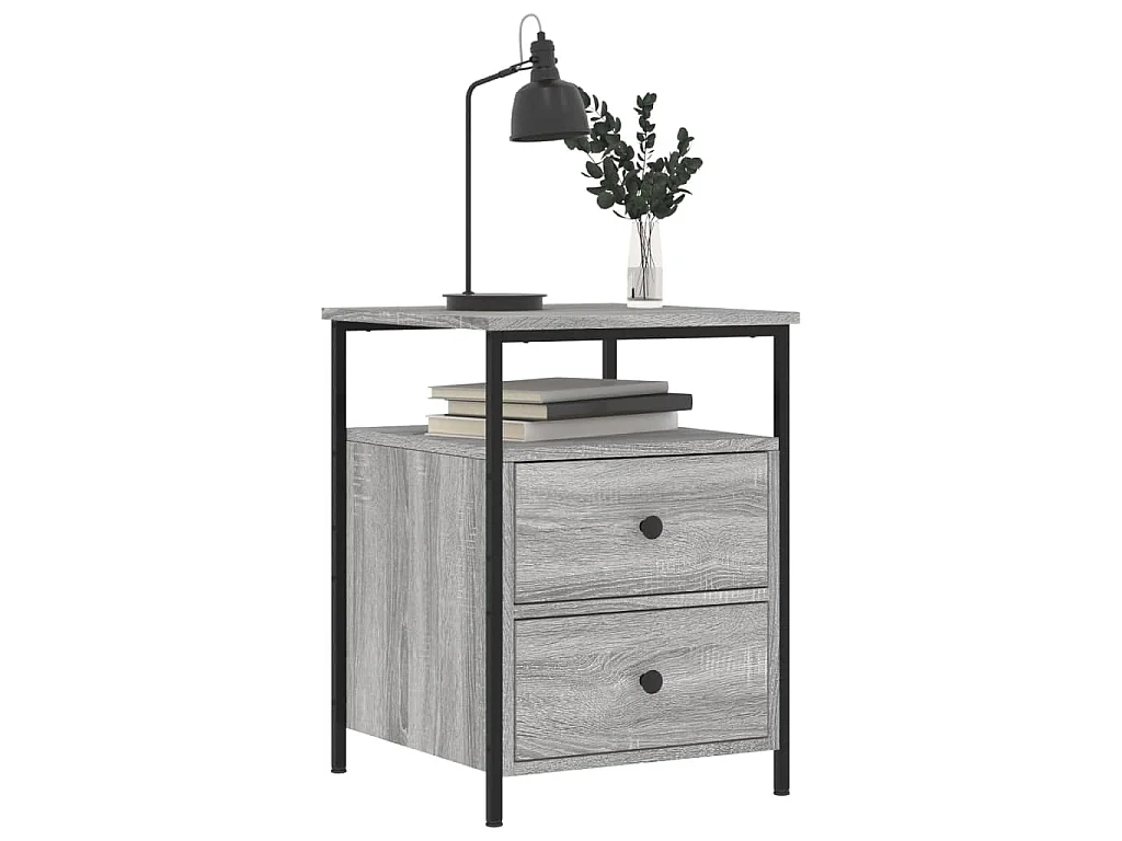 Comodino Grigio Sonoma 44x45x60 cm in Legno Multistrato
