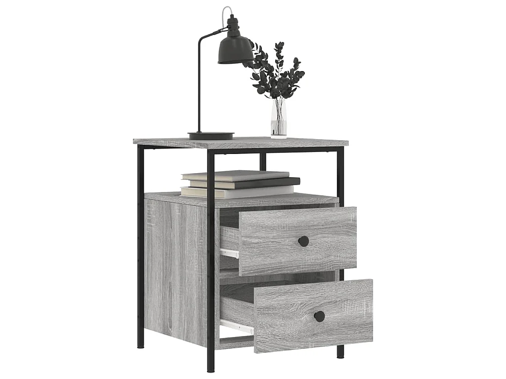 Comodino Grigio Sonoma 44x45x60 cm in Legno Multistrato