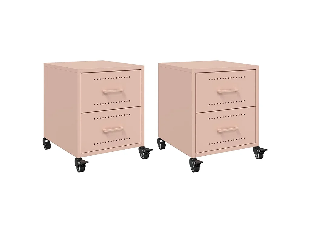 Tables de chevet 2 pcs rose 36x39x43,5 cm acier