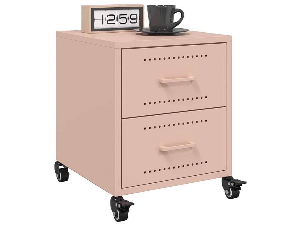 Tables de chevet 2 pcs rose 36x39x43,5 cm acier