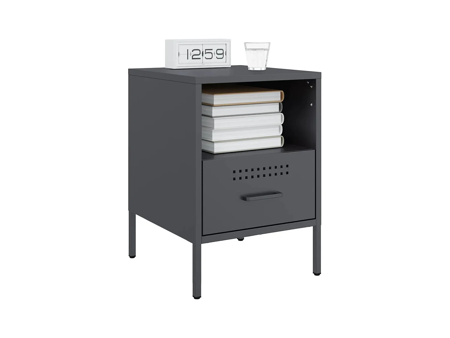 Table de chevet anthracite 36x39x50,5 cm acier