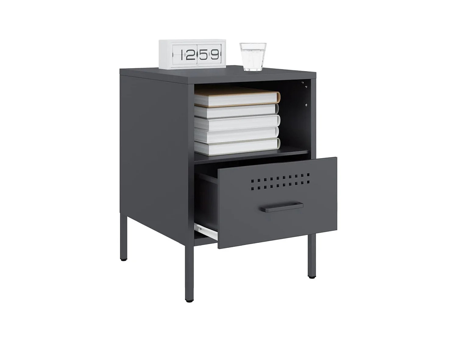 Table de chevet anthracite 36x39x50,5 cm acier