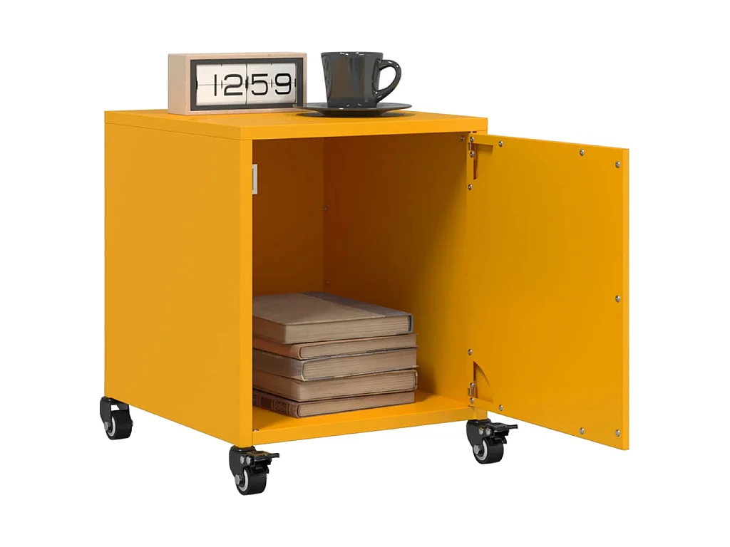 Table de chevet jaune moutarde 36x39x43,5 cm acier
