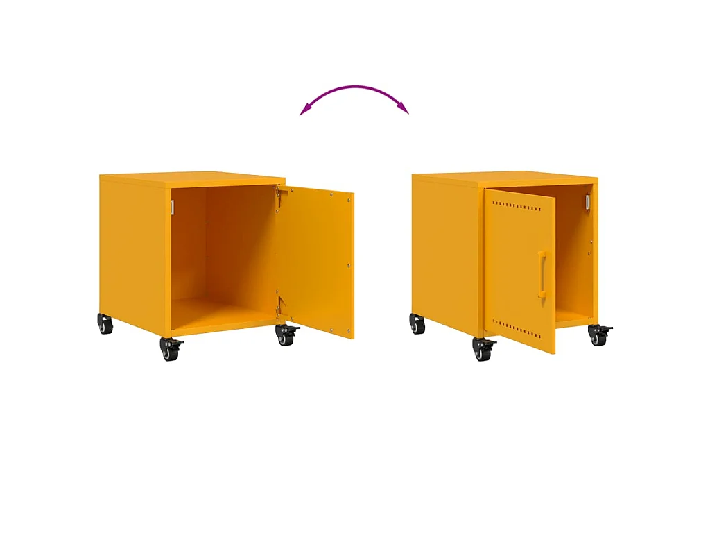 Table de chevet jaune moutarde 36x39x43,5 cm acier