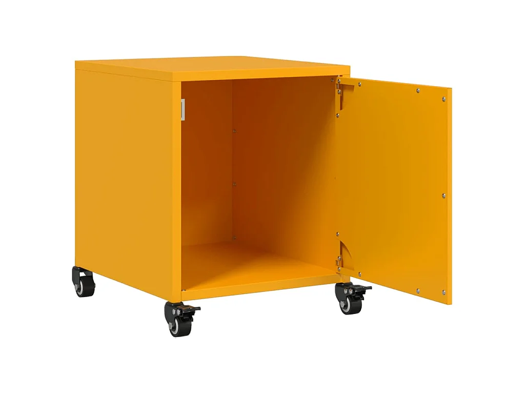 Table de chevet jaune moutarde 36x39x43,5 cm acier