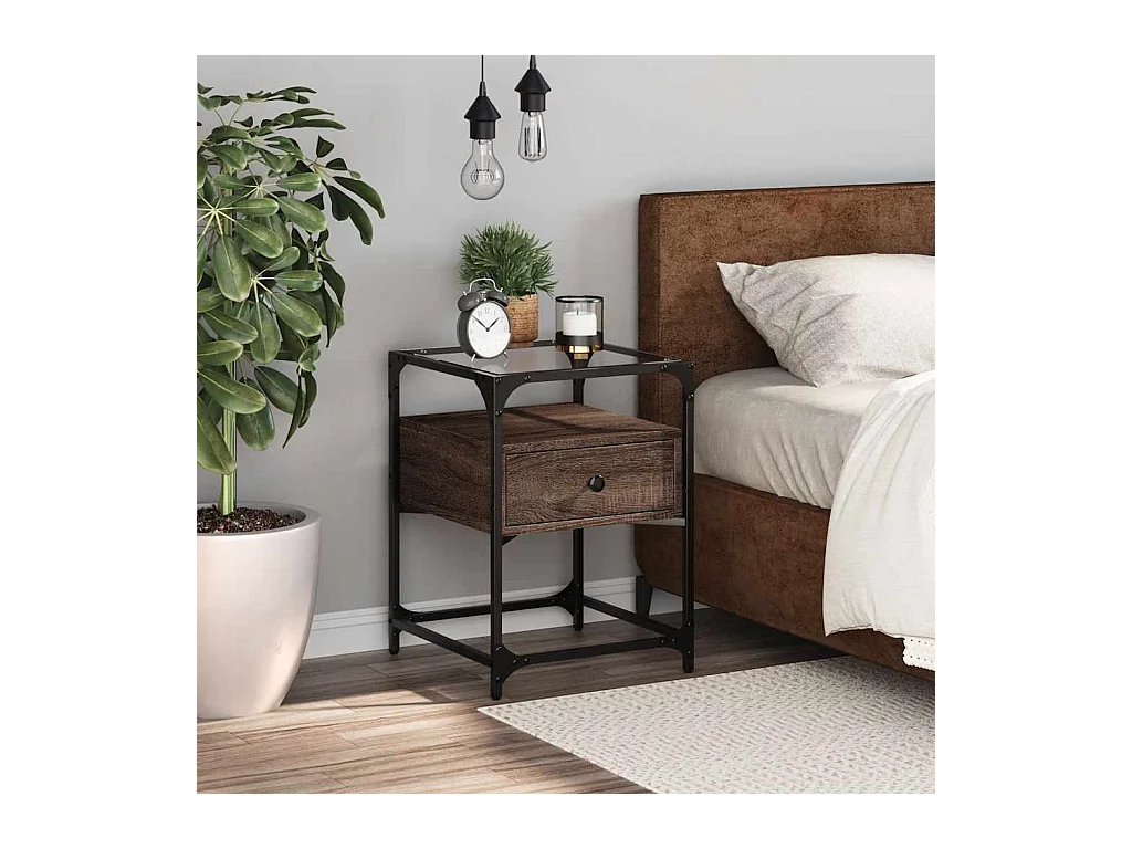 Nachttisch Braun Eichen-Optik 40x40x55 cm Holzwerkstoff