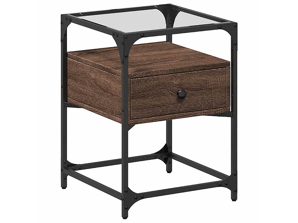 Table de chevet chêne marron 40x40x55 cm bois d’ingénierie