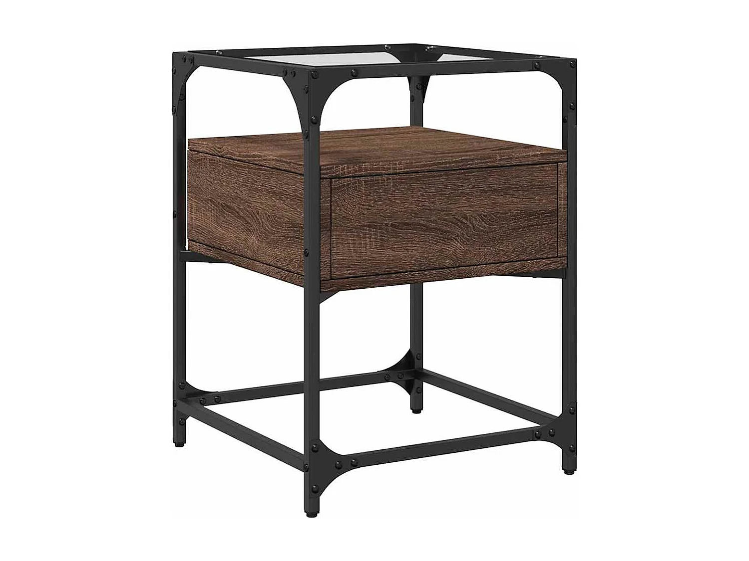 Table de chevet chêne marron 40x40x55 cm bois d’ingénierie