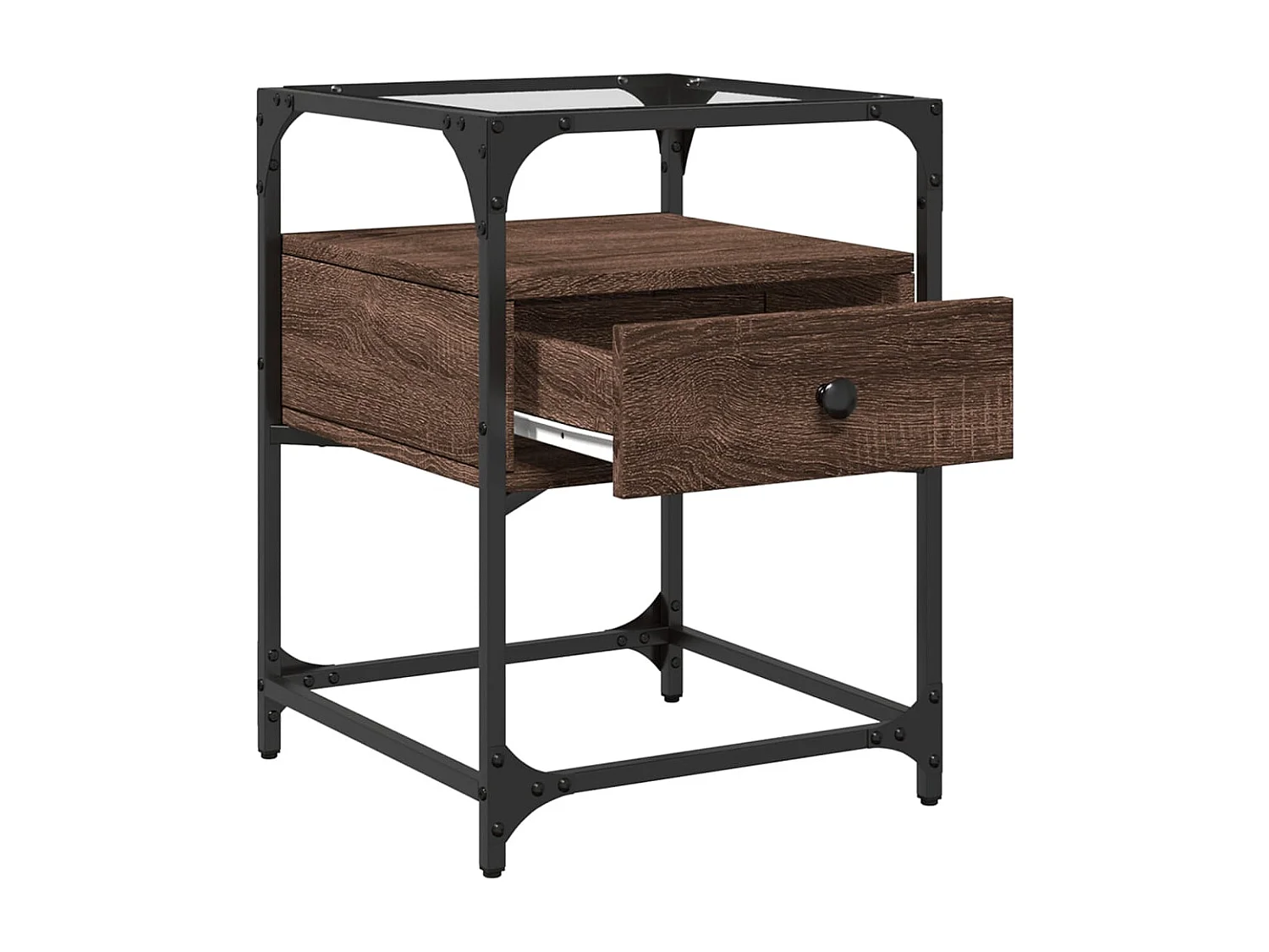 Table de chevet chêne marron 40x40x55 cm bois d’ingénierie
