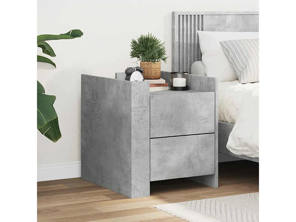 Table de chevet gris béton 45x50x50 cm bois d'ingénierie