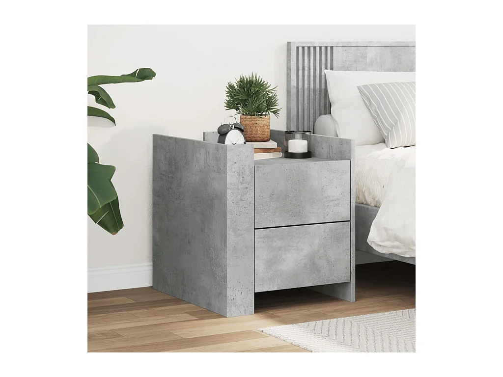 Table de chevet gris béton 45x50x50 cm bois d'ingénierie