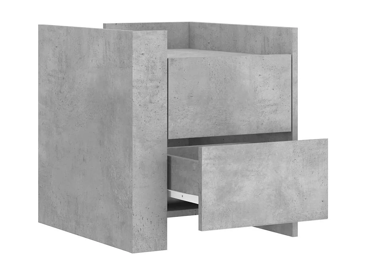 Table de chevet gris béton 45x50x50 cm bois d'ingénierie