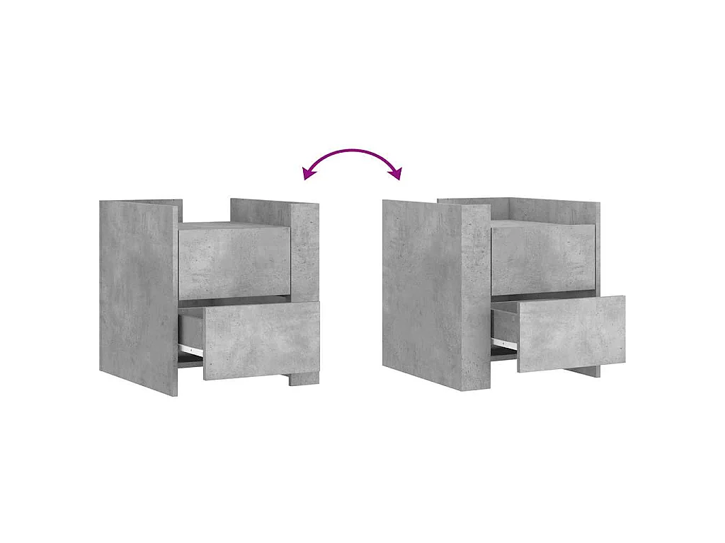 Comodino Grigio Cemento 45x50x50 cm in Truciolato