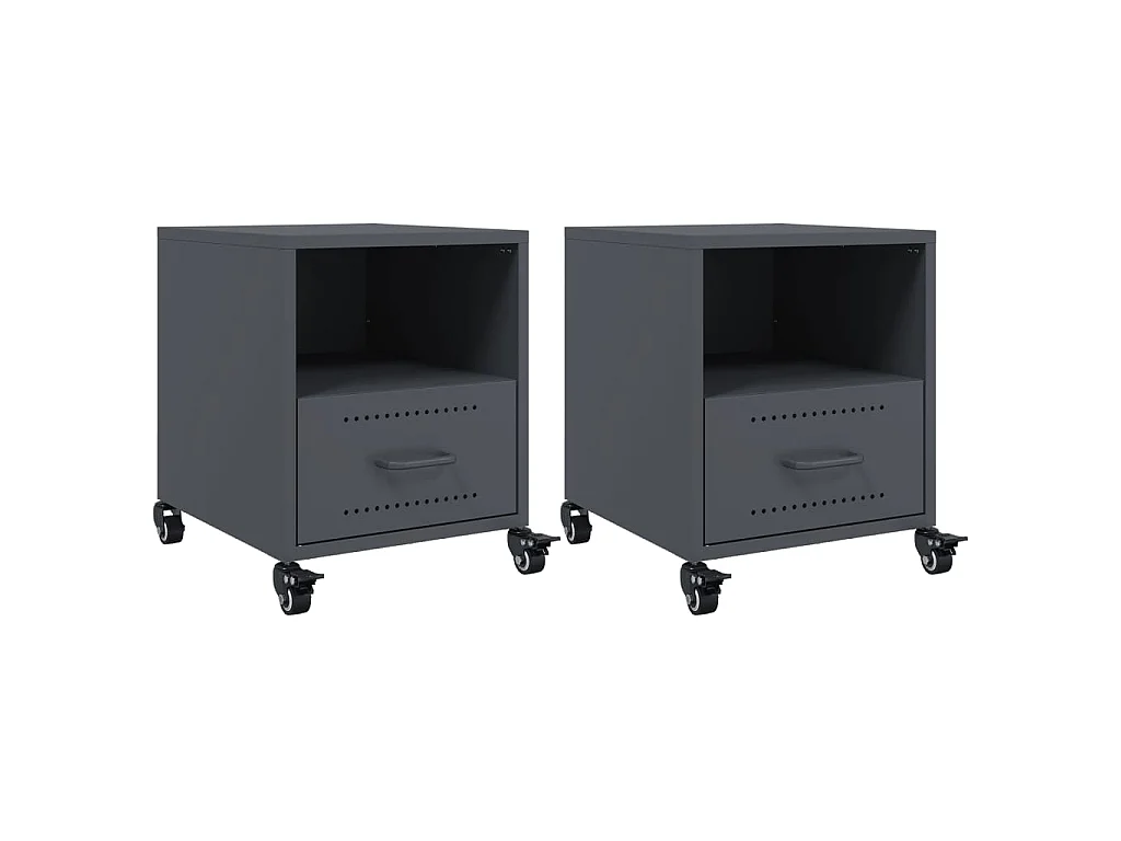 Tables de chevet 2 pcs anthracite 36x39x43,5 cm acier