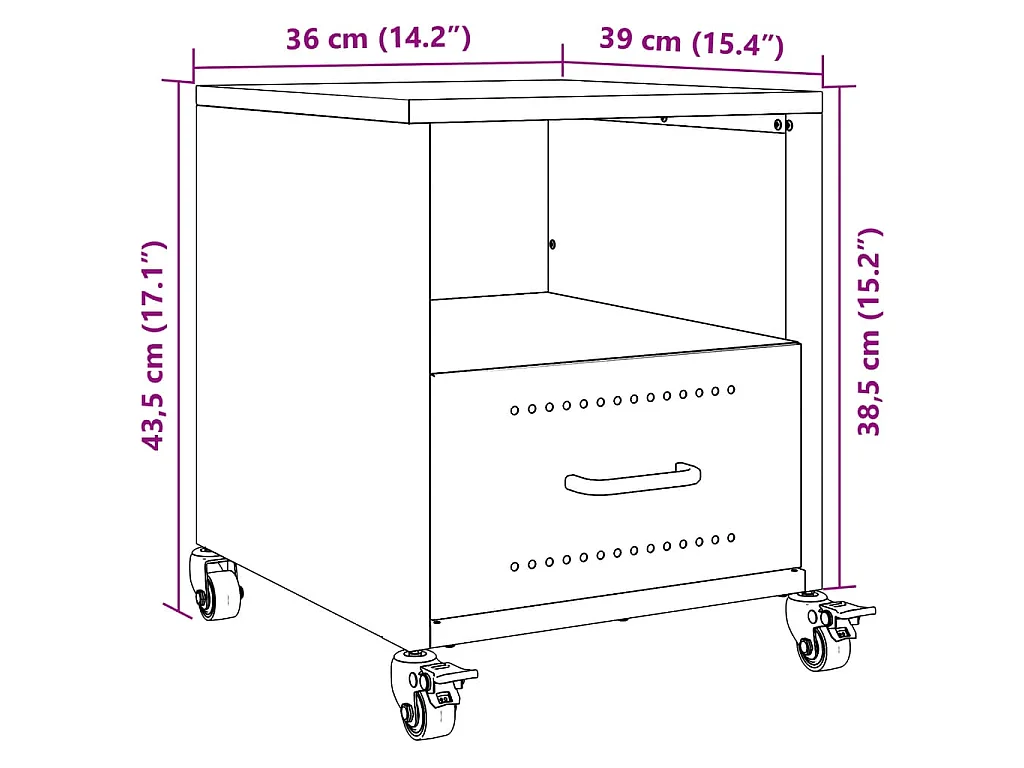 Tables de chevet 2 pcs anthracite 36x39x43,5 cm acier