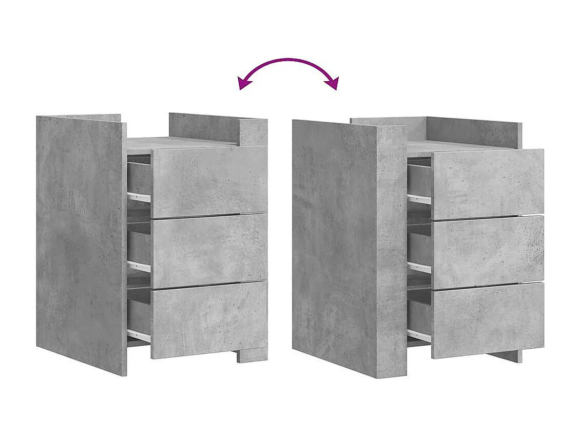 Table de chevet gris béton 45x50x65 cm bois d'ingénierie