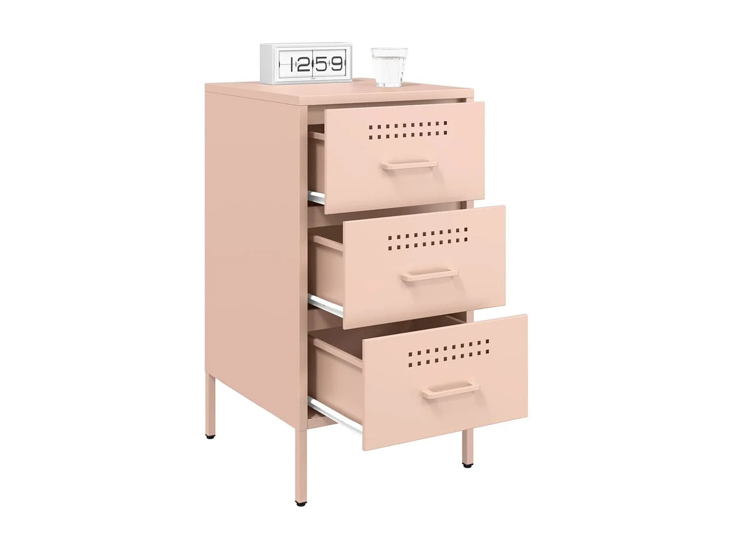 Table de chevet rose 36x39x68 cm acier