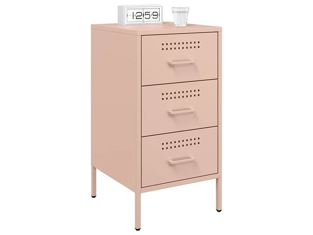 Table de chevet rose 36x39x68 cm acier