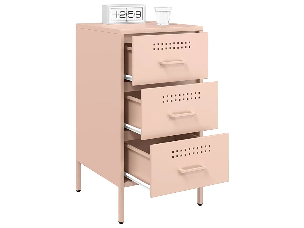 Table de chevet rose 36x39x68 cm acier