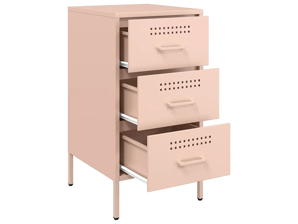 Table de chevet rose 36x39x68 cm acier