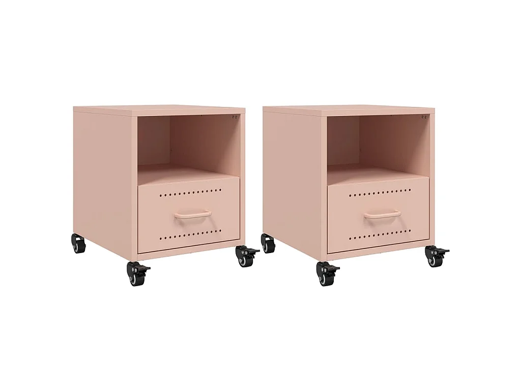 Tables de chevet 2 pcs rose 36x39x43,5 cm acier