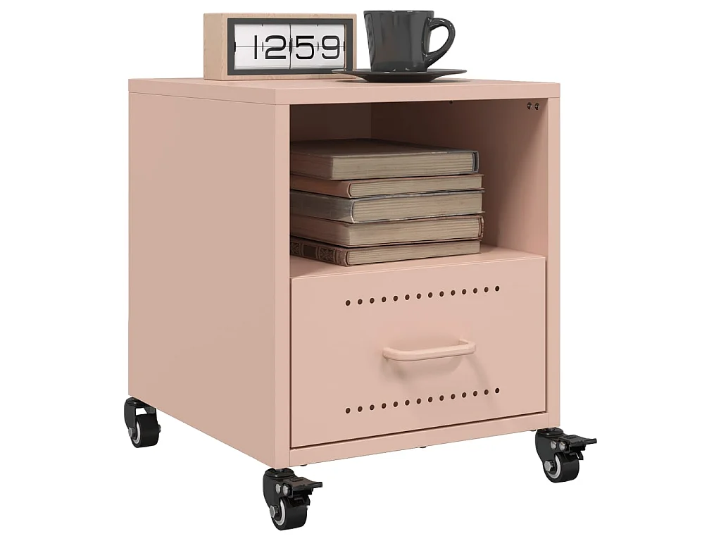 Tables de chevet 2 pcs rose 36x39x43,5 cm acier