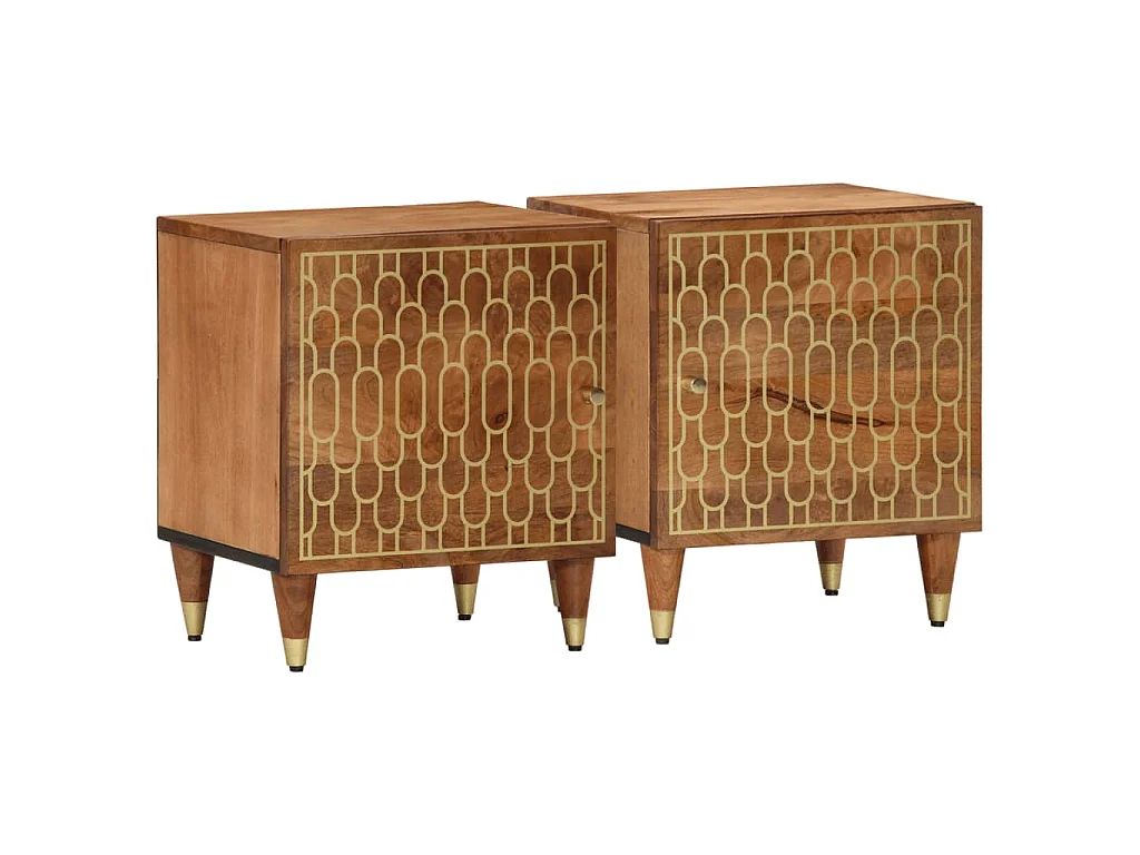 Mesas de cabeceira 2 pcs 40x33x46 cm madeira mangueira maciça