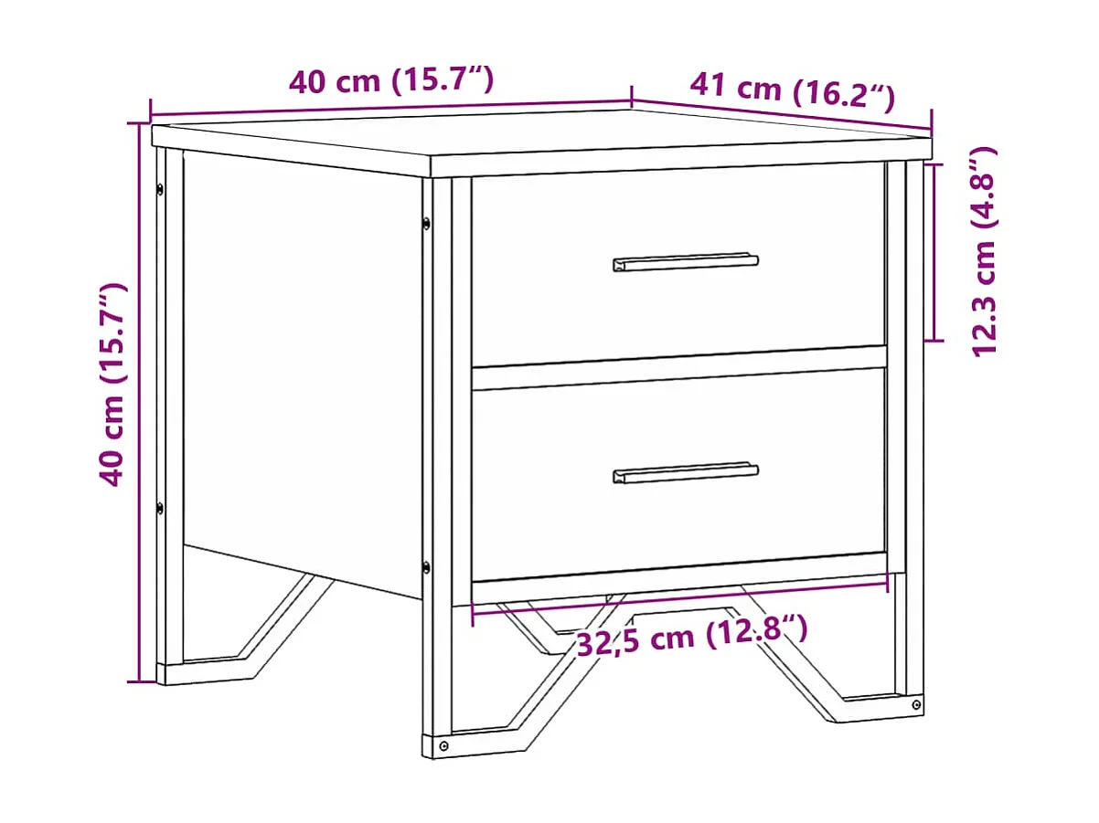Table de chevet sonoma gris 40x41x40 cm bois d'ingénierie