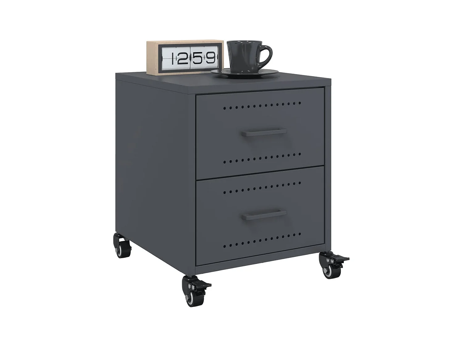 Tables de chevet 2 pcs anthracite 36x39x43,5 cm acier