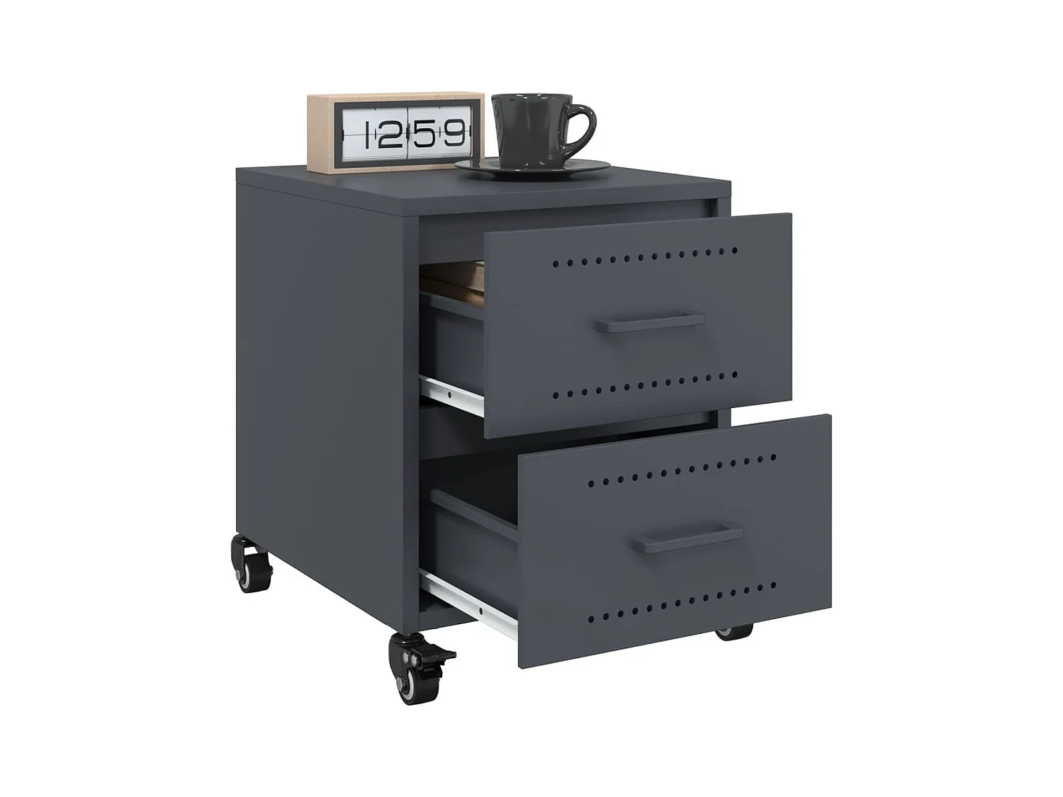 Tables de chevet 2 pcs anthracite 36x39x43,5 cm acier