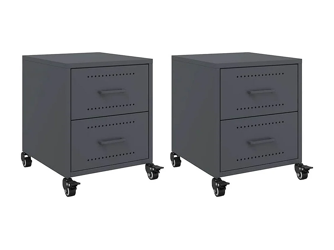 Tables de chevet 2 pcs anthracite 36x39x43,5 cm acier
