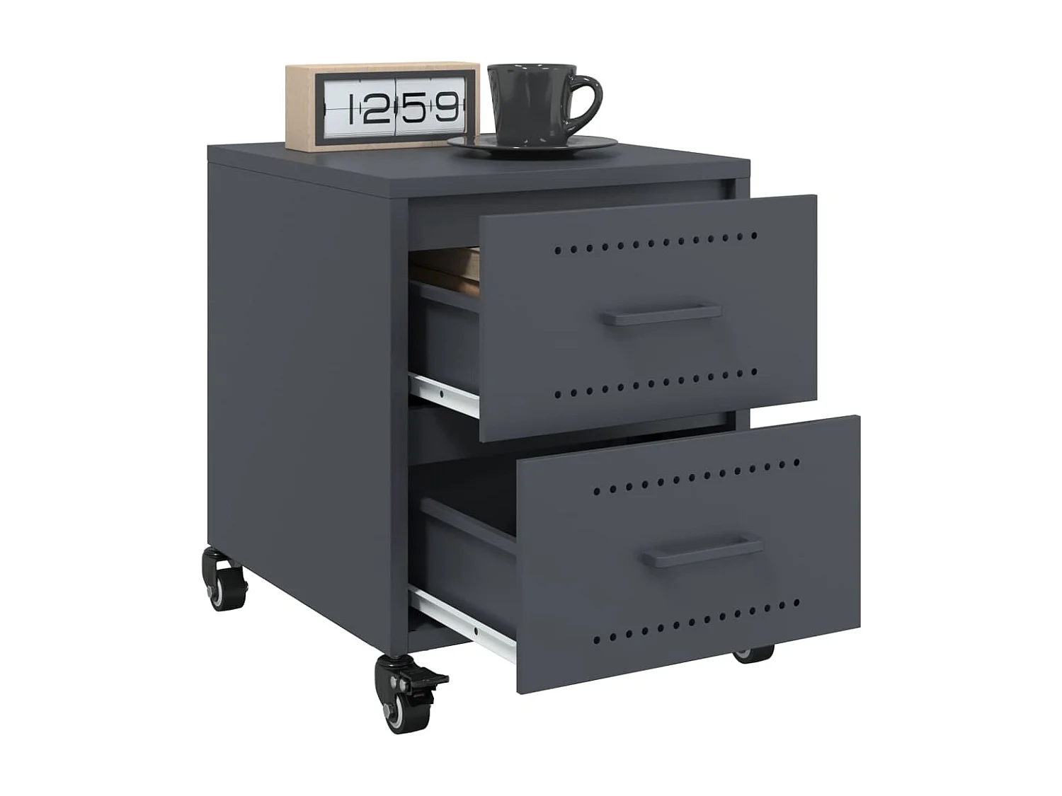 Tables de chevet 2 pcs anthracite 36x39x43,5 cm acier