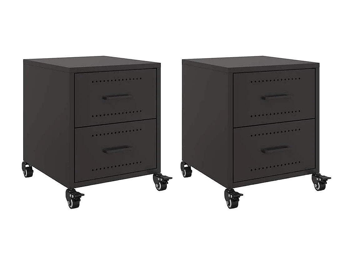 Tables de chevet 2 pcs noir 36x39x43,5 cm acier