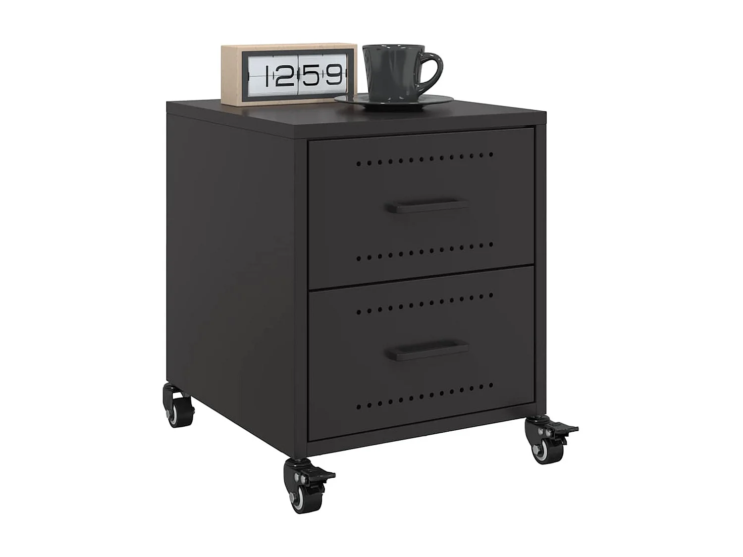 Tables de chevet 2 pcs noir 36x39x43,5 cm acier