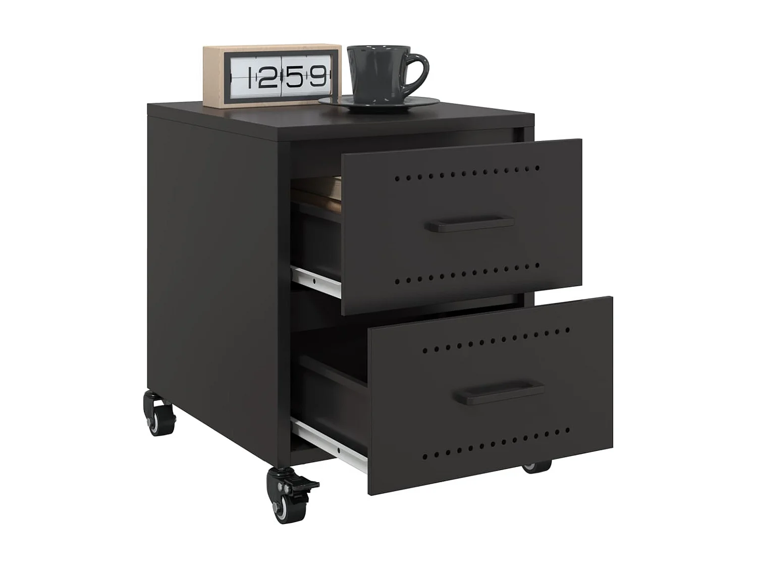 Tables de chevet 2 pcs noir 36x39x43,5 cm acier