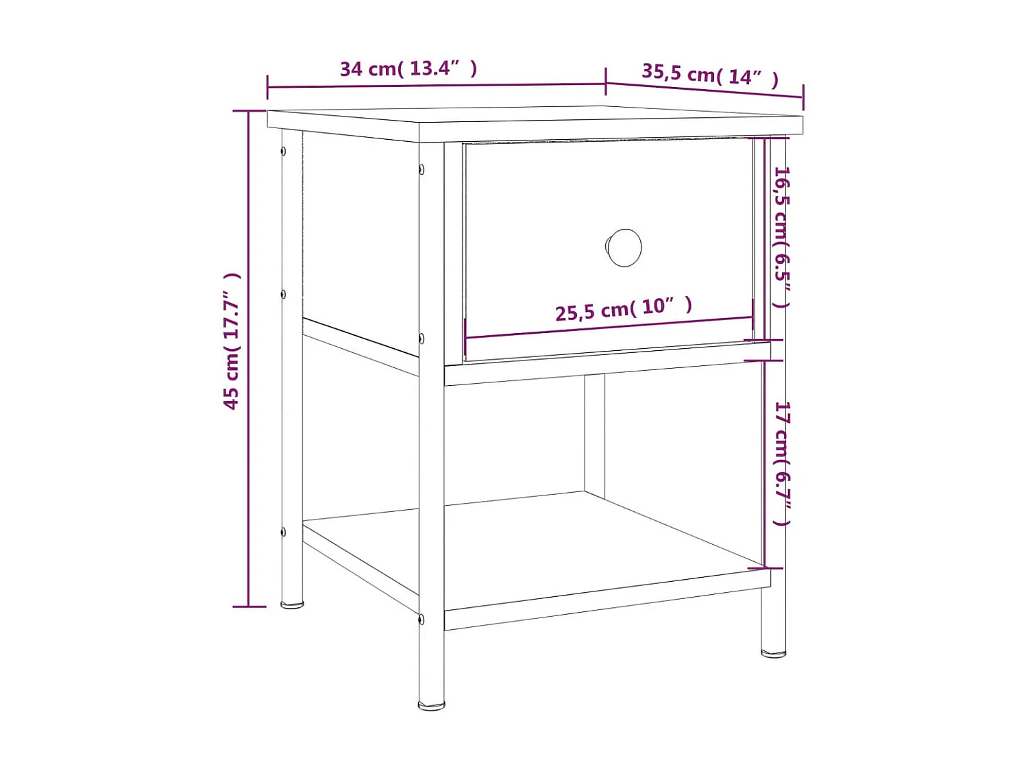 Table de chevet chêne sonoma 34x35,5x45 cm bois d'ingénierie