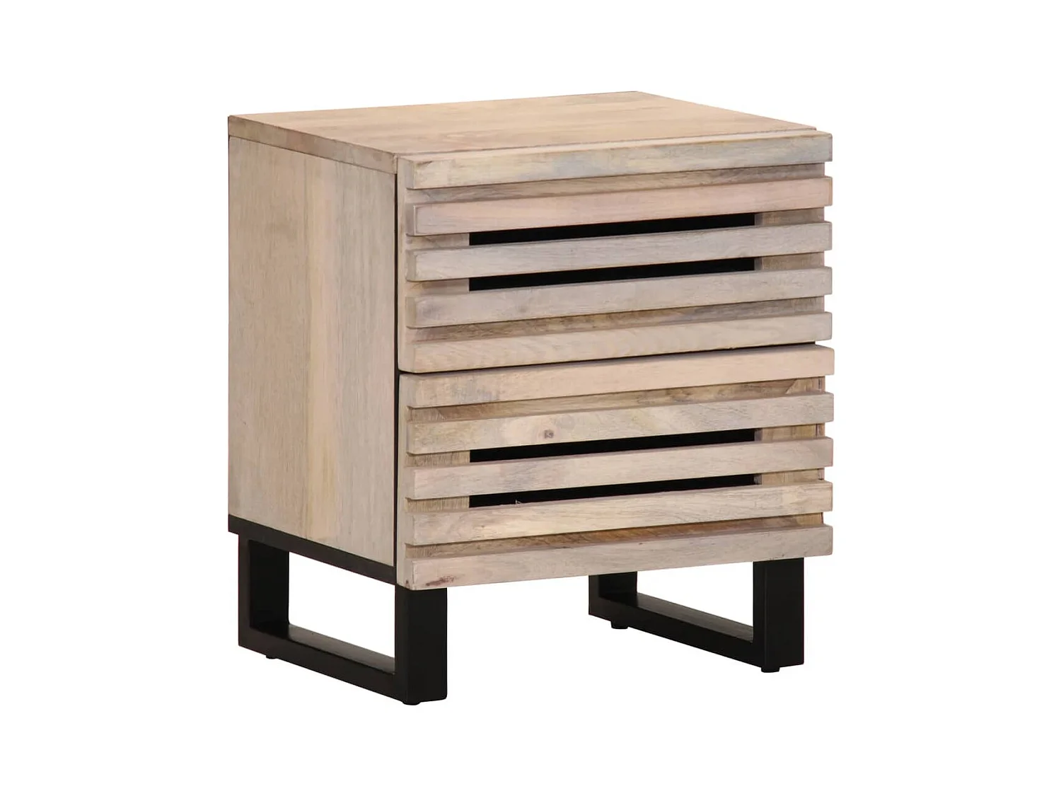 Table de chevet 40x34x46 cm bois de manguier massif blanchi