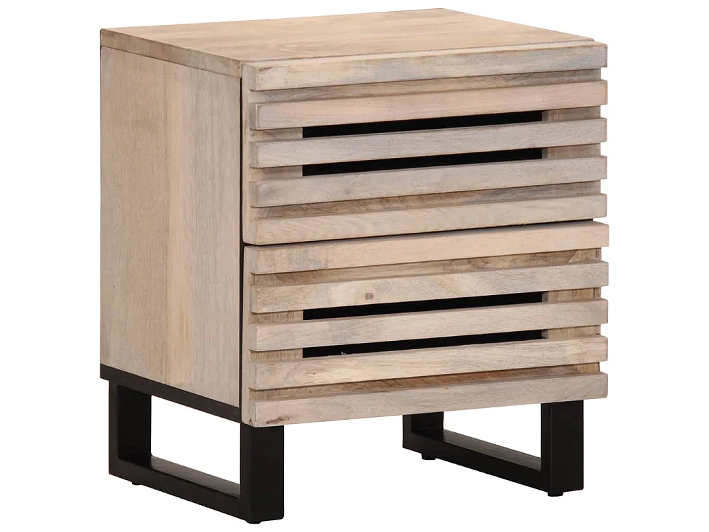 Nachttisch 40x34x46 cm Gebleichtes Massivholz Mango