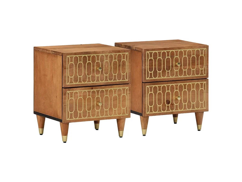 Tables de chevet 2 pcs 40x33x46 cm Bois de manguier solide