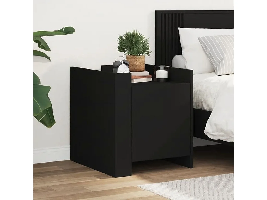 Table de chevet noir 45x50x50 cm bois d’ingénierie