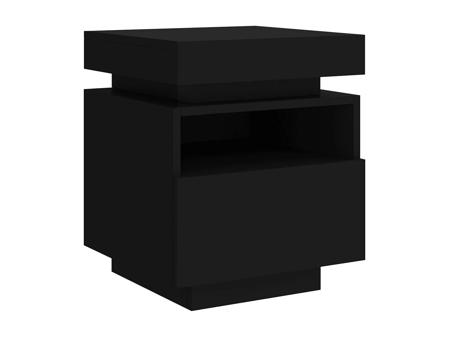 Mesita de noche con luces LED negra 40x39x48,5 cm